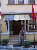 Len in front of the Arena hotel