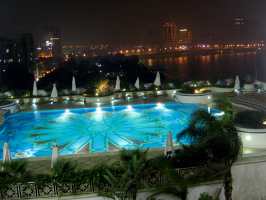 Grand Hyatt Cairo pool at night